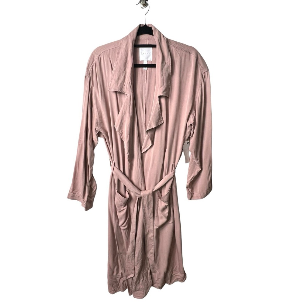 Leith Pink Long Trench Coat With Belt Women's Size Large New With‎ Tags